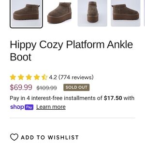 Hippy Cozy Cushi.onaire  Brown Platform Ankle Boot Size 11 Women's